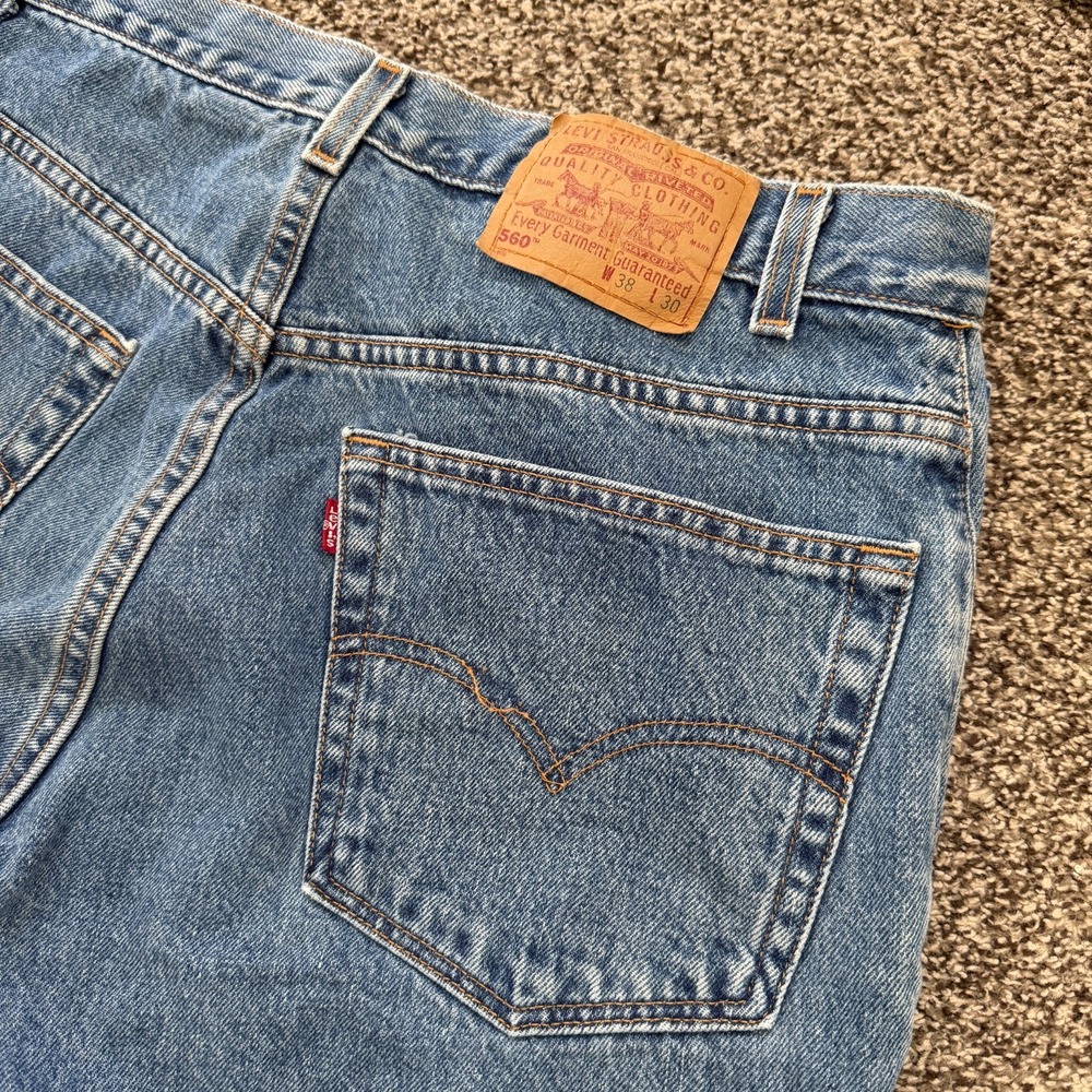 VTG Levi's 560 Loose Fit Tapered Skater 36x30 Denim Blue Jeans Made in USA 90's